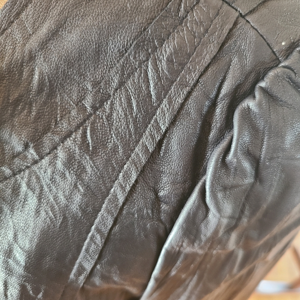 Soft Black Leather Jacket textured Small Black 3/4 Sleeves Women's - Picture 6 of 10